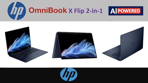 Image of HP OmniBook X Flip 2-in-1 Copilot+ PC Laptop 14 inch Touchscreen 2K Display (Intel Ultra 7-256V, 16GB LPDDR5X, 1TB PCIe SSD, Backlit KB, Thunderbolt 4, Win 11 Pro) w /DKZ USB Port Expander