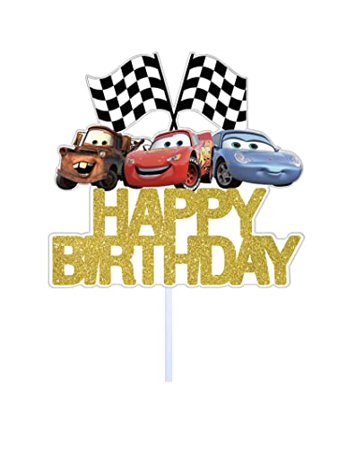 77 Ponies Car Birthday Cake Topper,Car Boys And Girl Birthday Party Cake Toppers Decorations Supplies,Gold #TOP2