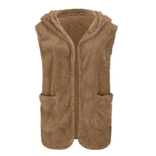 Sherpa Vest Womens Sleeveless Fleece Jacket Coat Open Front Fuzzy Vest Fall Winter Warm Clothes with Pockets4