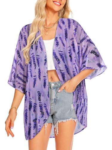 Image of Women Kimono Cardigans Casual Summer Tops Cover up Open Front Floral Print Resort Wear 2026