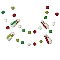 Vista 6 de Handmade by Matthew and Mae- Christmas Garland- 1" Wool Felt Balls- Fireplace Mantle Banner, Holiday Shelf, Winter Home Decor Gift