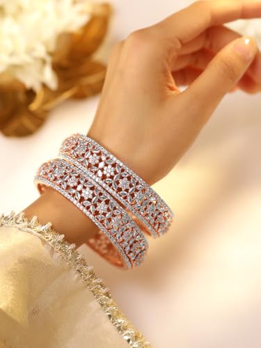 Image of Rubans Cubic Zirconia Bangles Jewellery Gift for Women & Girls | Ethnic Wedding Traditional Bridal