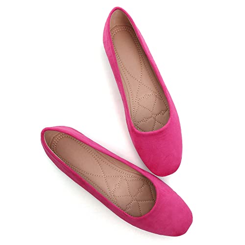 Image of ChaiRong Zhou Women Square Toe Ballets Flats Comfort Slip On Walking Shoes for Driving