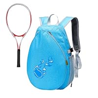 Sac à Dos De Tennis Pour Enfant - Tissu Oxford Déchirure Résistant, Compartiment Chaussures Séparé, Rembourrage En Maille Respirant, Capacité 1-2 Raquettes, Bleu Foncé, Pour Débutants, Sport, école Et Voyage