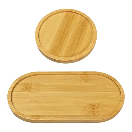 EHDWXVZM Bandeja Ovalada Y Redonda De Madera, 16.7*8.8 Cm Y 7.5 Cm, Para Vajilla, Baño Y Comida, Decoración Del Hogar