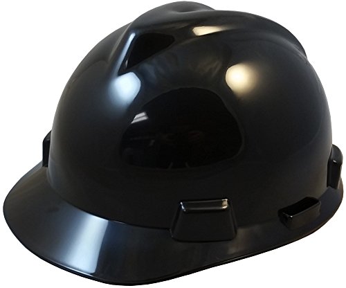 MSA V Jumbo (Large) Size Cap Style Hard Hats w/FasTrac III Suspensions and Handy Tote Bag - Black