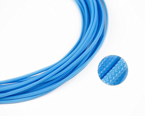 25ft - 4mm ID Aqua Blue - Teleios Premium Cable Sleeve - MAINFrame Customs PET Expandable Cable Sleeving