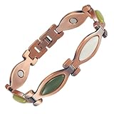 MagSølv Copper Bracelets for Women Men, 99% Pure Copper Magnetic Adjustable Bracelets with 3500 Gauss Magnets & Colored Crystal Jewelry 4816