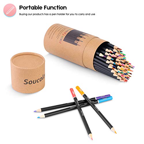 Image of Soucolor 72 Colored Pencils Set - Art Color Pencils for Adult Coloring Book | 72 Vibrant Oil-Based Colors, Soft Blendable leads, Smooth Laydown, Break-Resistant,- Coloring Books, Sketching, Adults.