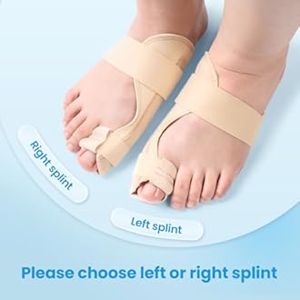 Big Toe Splint for Women & Men, Broken Big Toe Support Brace for Fracture Fixation,Sports Sprains,Injuries, Adjustable Big Toe Protector with 2 Stainless Steel Plates for Day & Night - Left（Beige）
