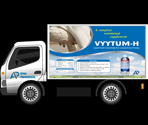 Image of Pharma Vyytum-H Veterinary Supplement with Vitamin H, D3 & E - Liquid Feed for Cattle, Buffalo, Poultry, Goat, Sheep & Other Farm Animals, 250 ml Pack