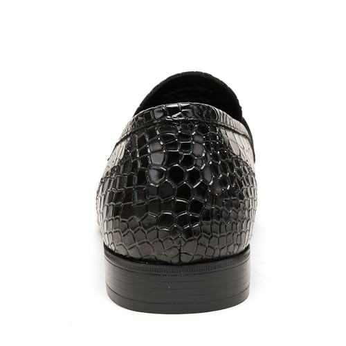 Image of Classic Leather Dress Shoes for Men, Premium Alligator Printed Bussiness Dress Slip on Loafer for Mens
