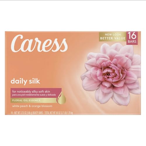 Caress Daily Silk Moisturizing Beauty Bar Soap, White Peach & Orange Blossom, 3.75 oz, 16 Bars image 5