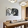 CPLVKWRQJ Black White Horse Individual Black And White Horses Nuzzling Portrait Wall Art Decor - Office Wall Focal Art Multi-Purpose Fade Resistant Decor 12x18inch(30x45cm) #2