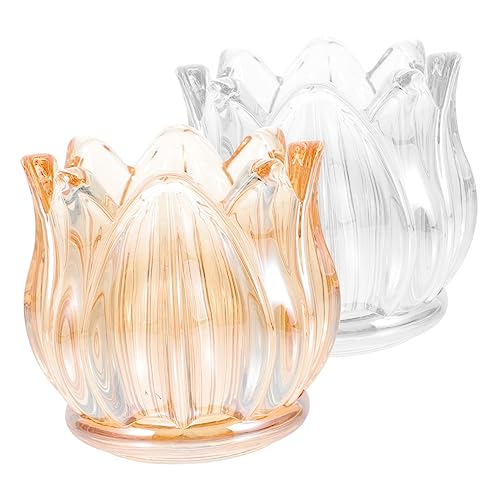 IMIKEYA 2pezzi Portacandele Forma Di Da Portacandele in Vetro Da Tavolo Decorazione Tavolo e Festa