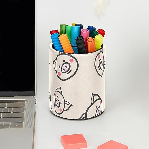 Pot à crayons grande capacité bureau cuir synthétique motif cochon