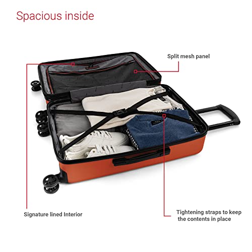Swiss Mobility Lga Collection 3 Piece Hard Shell Luggage Set, Expandable Suitcases With 360-Degree Spinner Wheels, Retractable Handle, 20 Inch Carry On, 24 Inch Mid-Size, 28 Inch Large Bags, Orange #TOP4