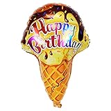 PIONEER BALLOON COMPANY 27' Qualatex Birthday Ice Cream Cone Foil Balloon, Multicolor