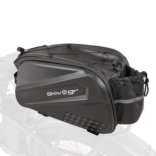Skivogr Fahrradtaschen für Gepäckträger, 12L Gepäckträgertasche mit Reflektoren, Satteltaschen für Fahrrad mit Tragegriff und Schultergurt, Fahrrad Tasche Wasserflaschentasche