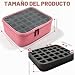 Imagen de Organizador Esmaltes Uñas Neceser Maquillaje Viaje con 30 Compartimentos Extraíbles Maletín Cosméticos Rosa Poliéster Estuche Compacto Mujer con Tapa Transparente Doble Cremallera para Tocador Viajes