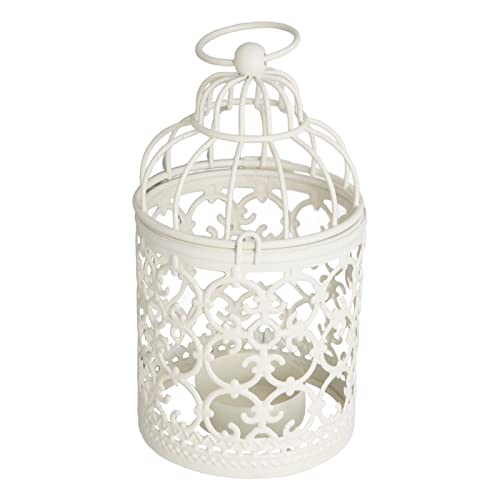 ANKROYU Portavelas de Metal con Forma de Jaula para pájaros, iluminación Decorativa con patrón Hueco para Boda, Fiesta, Mesa de Comedor, decoración rústica de Granja, Hierro, 8x14,