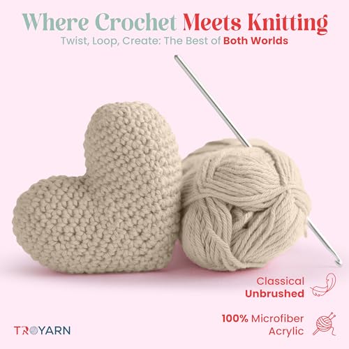 Image of TROYARN Summer (2- Skeins Pack) Silk Effect Hand Knitting Yarn Crochet Art Lace Craft 100% Microfiber Acrylic 2x100 gr (2x383 yds) (105368 - Beige Canvas)