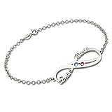 El símbolo del infinito puede significar amor y amistad eternos y ahora puedes personalizar el infinito con la pulsera de doble corazón con piedra de nacimiento. Personaliza esta pulsera con dos nombres y dos piedras para demostrar quién es tu amor para siempre.