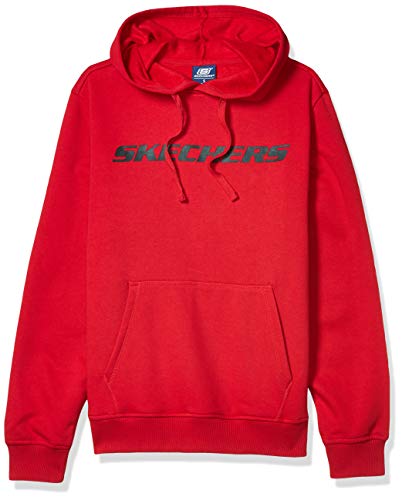 Skechers Men's Heritage Pullover Hoodie Sweatshirt, Tango Red, X-Large