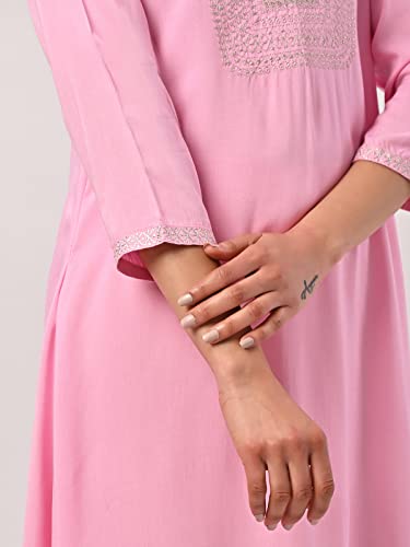 Image of rangita Rayon Calf Length Embroidered A-line Kurti for Women | Kurta for Women