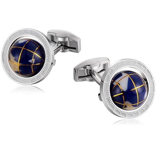 Gemelos para hombre de acero inoxidable con diseño de globo clásico