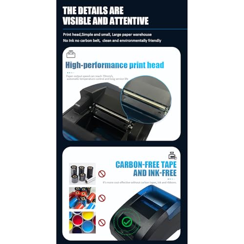 Image of Bewinner 58mm Thermal Receipt Printer with Bluetooth & USB, Compact POS Machine for Restaurants and Retail Supermarkets, ABS (US Plug)
