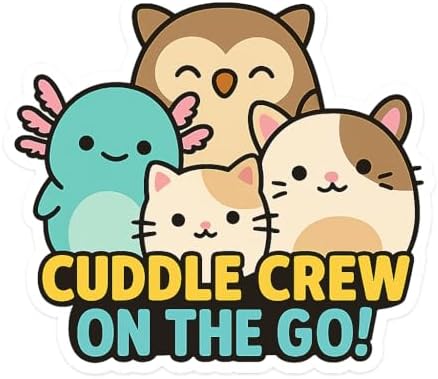 Cute Animal Friends Sticker - Cuddle Crew on The Go - Waterproof Vinyl Decal for Laptops, Water Bottles, Journals (3" x 2.75") image 2