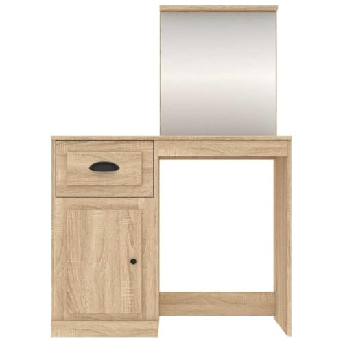 Tocador moderno 90x50 cm con espejo y almacenamiento de madera 6