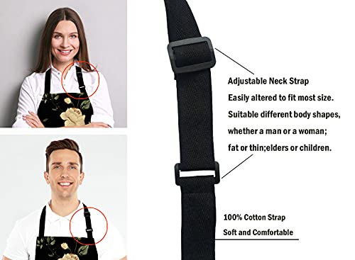 Lefolen Watercolor Floral Pattern With Of Roses Adjustable Bib Apron Kitchen Cooking Baking Gardening Apron For Women Men #TOP4