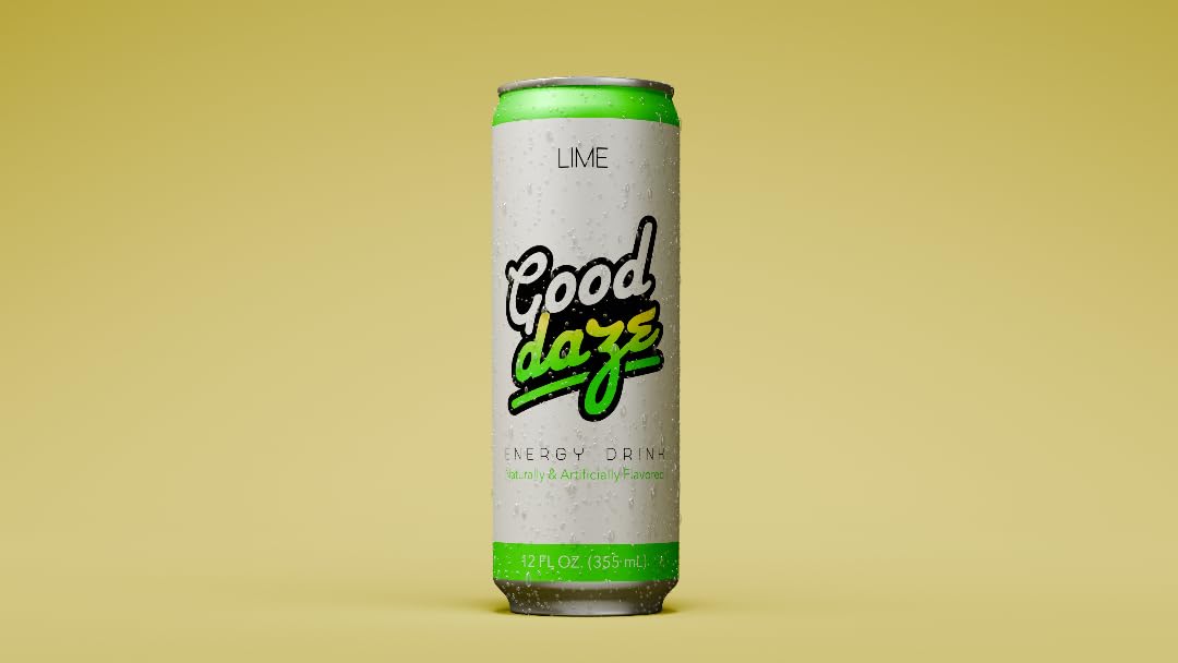 Good Daze Energy Drink with 200mg of Caffeine from Tea, Sugar Free, B Vitamins, L-Theanine, Pre Workout Performance with Antioxidants, Lime, 12FL OZ Cans (Pack of 12)