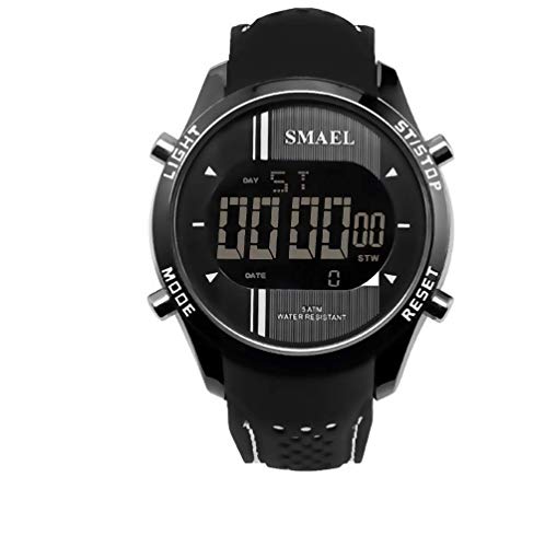 Pinzheng Watches for Men Outdoor Sports Men's Waterproof Watch Single Display [Men's Watch] Multi-Function Electronic Watch 50 Meters Waterproof with Luminous Timer Black Sports Watch