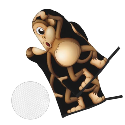 Juego de repostería Cute Monkey de 4 piezas con textil estampado para horno 4