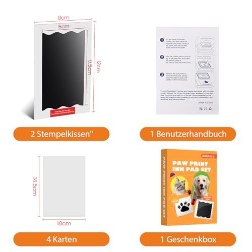 2 pcs Fußabdruck Baby Nabance Pfotenabdruck set Hund Katze mit 4 Karten Baby Fussabdruck set Baby Handabdruck Abdrücke Hundenasenabdruck Hundegeburtstag Geschenk für Hundebesitzer