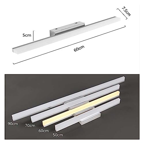 Applique LED étanche argentée 90cm à installation facile pour miroir moderne