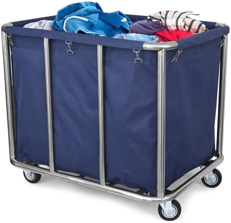 Commercial Laundry Cart with Wheels - Industrial Grade, Heavy Dut...