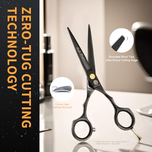 Purple Dragon 5.5 inch Hair Cutting Scissors Set with Razor, Leather Scissors Case, Barber Hair Cutting Shears Hair Thinning/Texturizing Shears for Professional Hairdresser or Home Use (Black) - Image 5