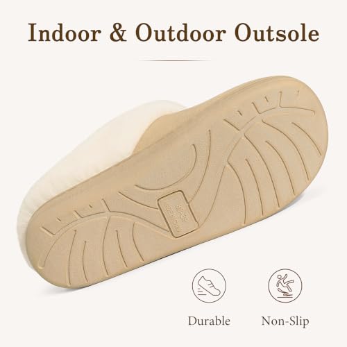 Image of Evshine Women's Memory Foam Fuzzy Slippers Cozy House Shoes | Wool-Like Faux Fur Lining, Non-Slip rubber sole, Warm Winter Slippers Indoor & Outdoor, Great Christmas Gift