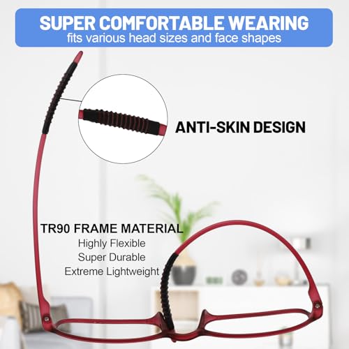 Image of 4 Packs Lightweight Reading Glasses for Women Men Blue Light Blocking Readers 1.0 1.5 2.0 2.5 3.0 4.0
