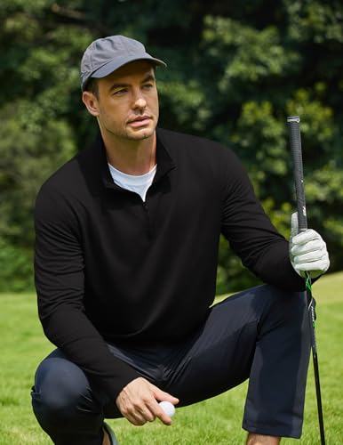 COOFANDY Quarter Zip Mock Neck Shirt