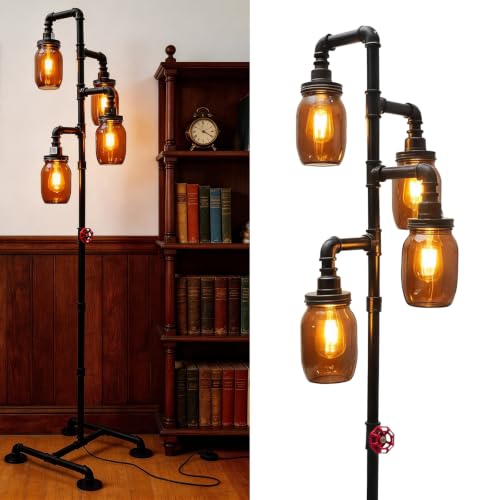 BYGIXU Steampunk Floor Lamp - Industrial Water Pipe Floor Lamp Suitable for Living Room and Dining RoomBulbs Not Included