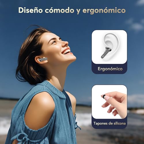 Auriculares Bluetooth intrauditivos, auriculares inalámbricos ANC Bluetooth 5.4, 36H Tiempo de reproducción Pantalla LED, Modo transparencia Cascos Sonido estéreo con graves profundos, IP7 Impermeable