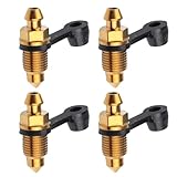 BLPRKOT 4 Stück Motorrad Entlüftungsschraube M10x1mm Nippel Entlüftungsschraube mit Staubkappe für Scheibenbremse Bremssattel Schrauben Motorräder Autos Bremspumpen(Gold)