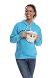 JMOREDEEP Cat Dog Pouch Hoodie Pet Carrier Sweatshirt Large Pocket Pullover Shirt for Women Aquamarine