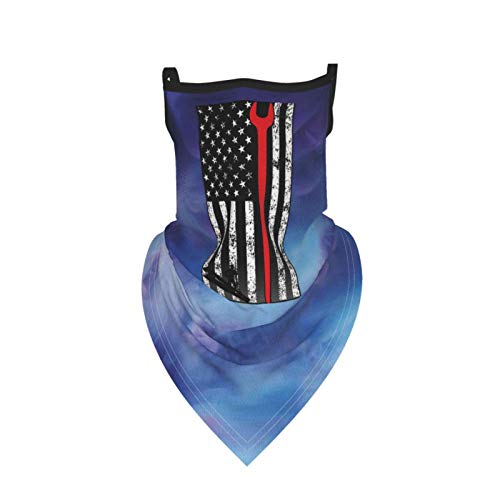 MATEH American Ironworker Neck Gaiter Balaclava Bandana Headwear for Dust Wind Sun Uv, Face Cover Scarf Ear Loop Filter Protection