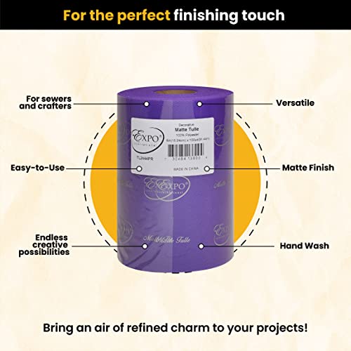 Image of Expo International Decorative Matte Tulle Spool of 6 inch X 100 yards | Purple